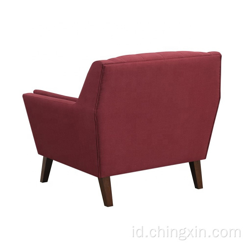 Sofa Santai Kain Merah Ruang Tamu Satu Kursi